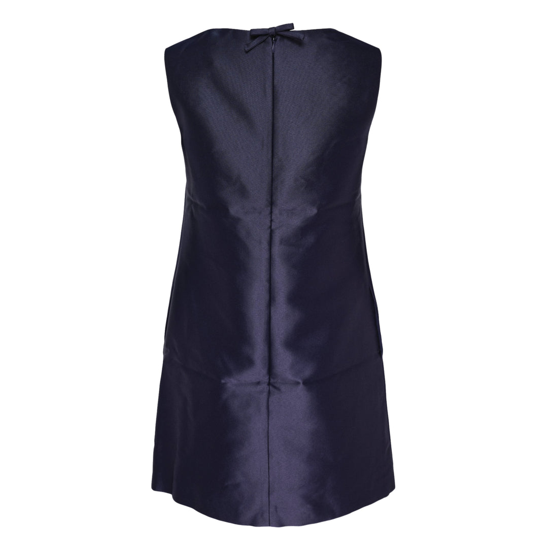 Navy Taffeta Lace Mini Dress