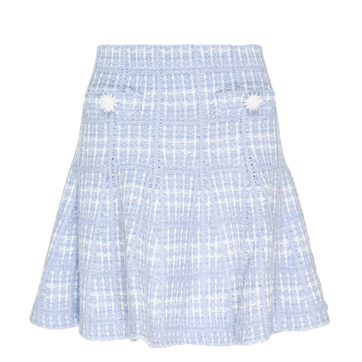 Blue Check Knit Mini Skirt
