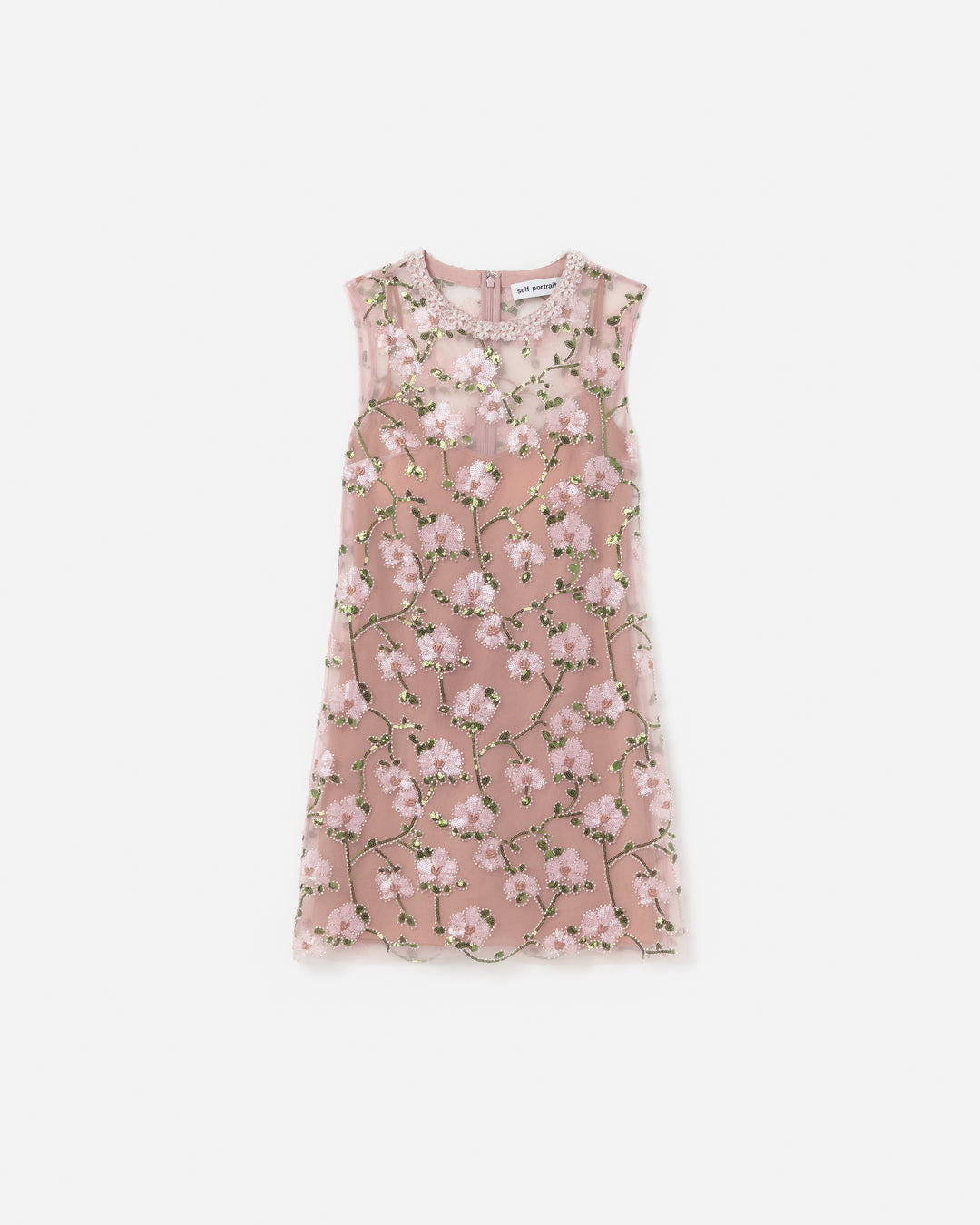 Pink Floral Sequin Embellished Dress