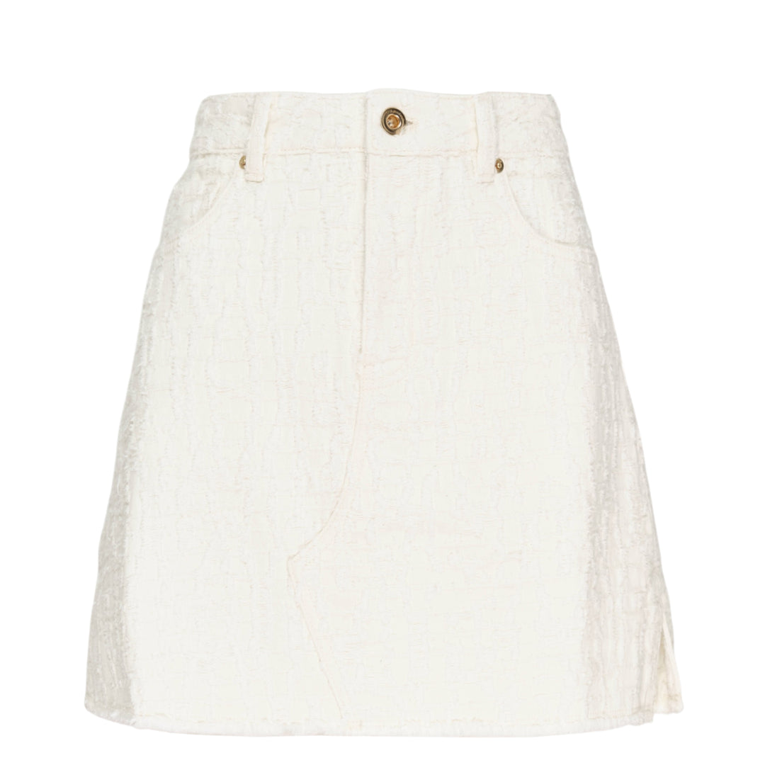 Cream Textured Mini Skirt