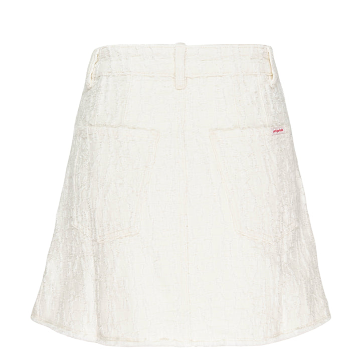 Cream Textured Mini Skirt