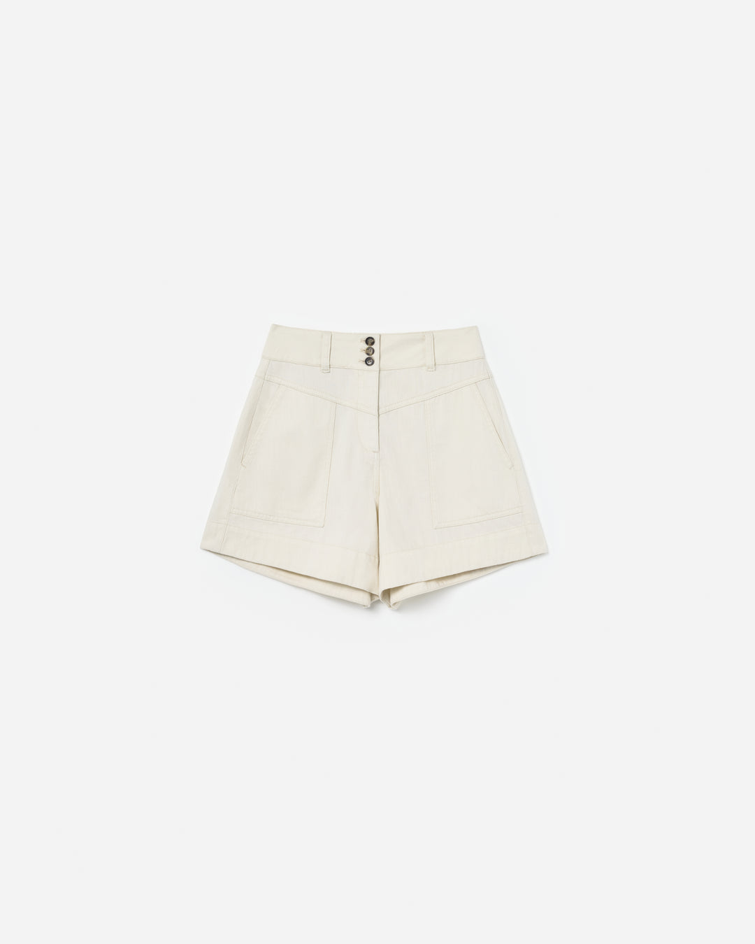 Cream Denim Shorts