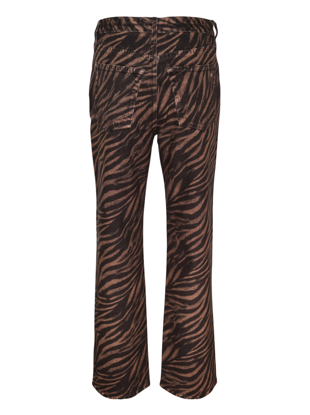 rag & bone Miramar ankle pants in brown and black zebra print ponte fabric with a flared hem and silver-tone hardware, front view - view 2