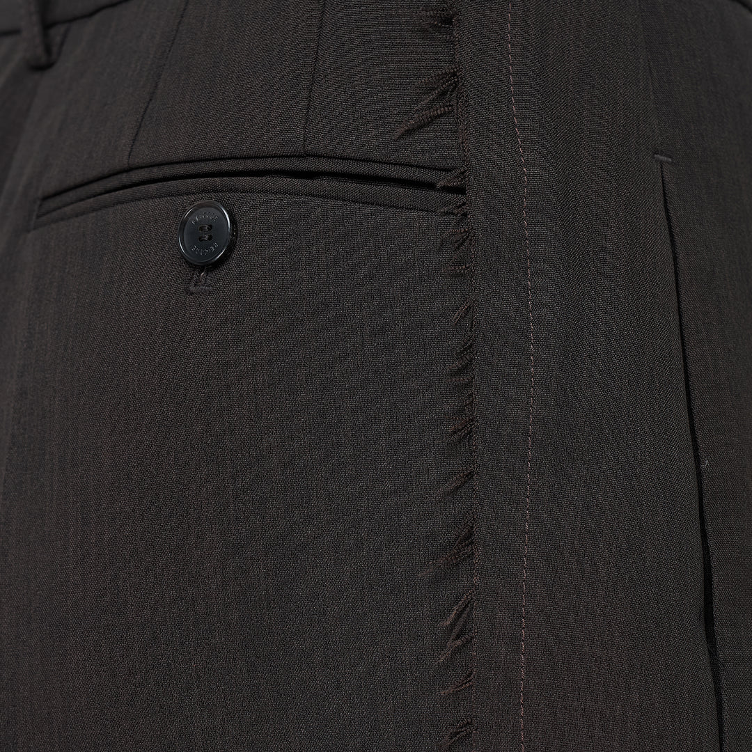 RE;CODE pleated tailored shorts in charcoal, featuring a high waist, double front pleats, wide-leg silhouette, and woven brand label at the waistband