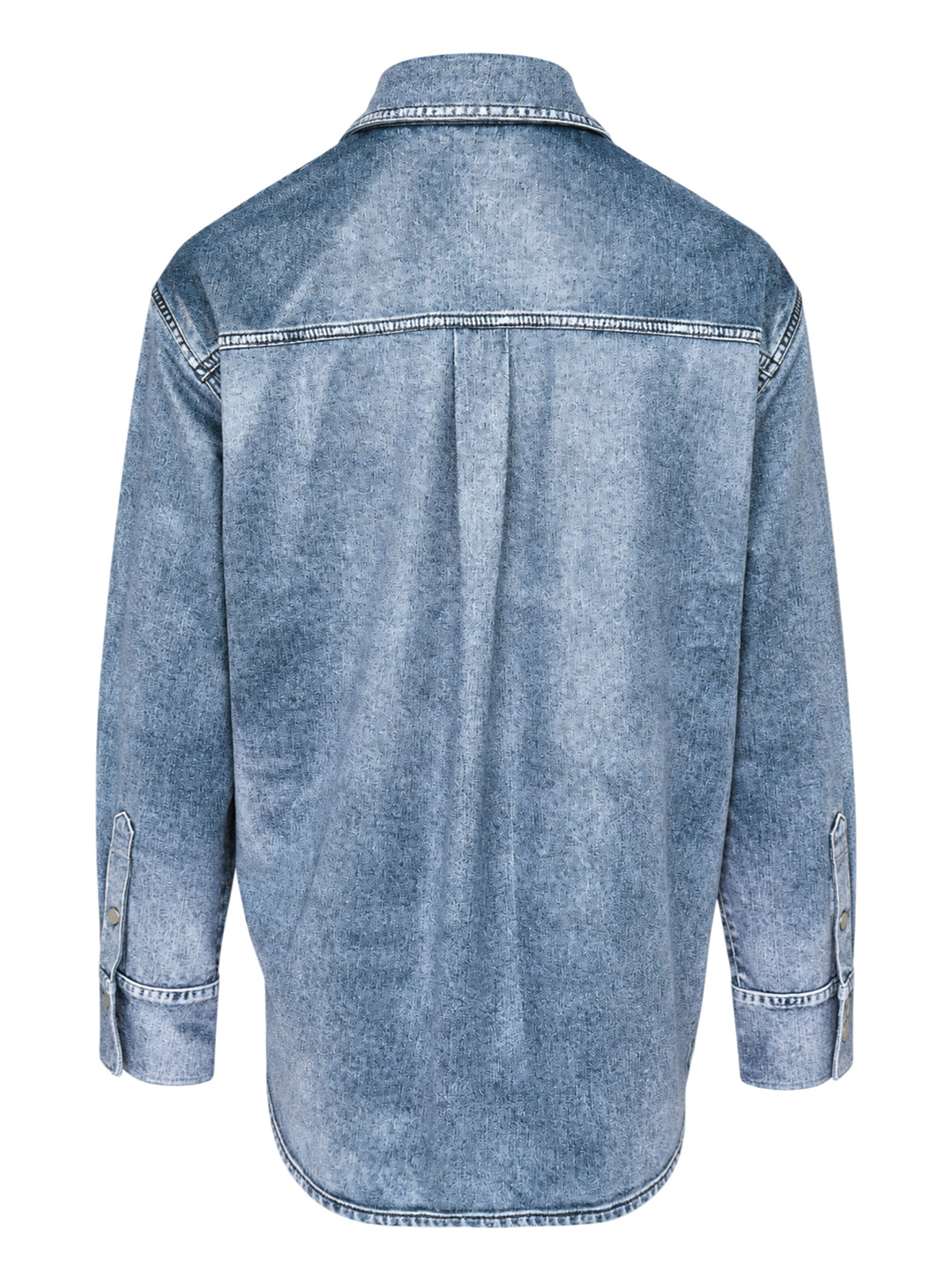 rag & bone Miramar Velvet Connie Shirt in blue acid-wash denim with tonal yoke blocking, snap-button placket, and a chest patch pocket - view 2