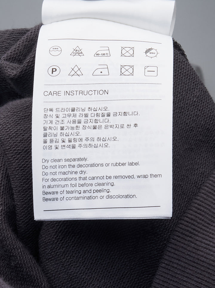 We11done Charcoal Layered Sleeve Hoodie — front view showing double-layered construction, draped oversized hood, and elongated ribbed hem panels - view 3