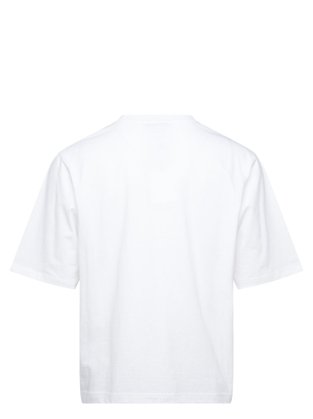 We11done White Crystal Logo T-Shirt with airbrushed graffiti-style jewelled brand logo graphic on the chest, oversized fit, crew neck, short sleeves - view 2