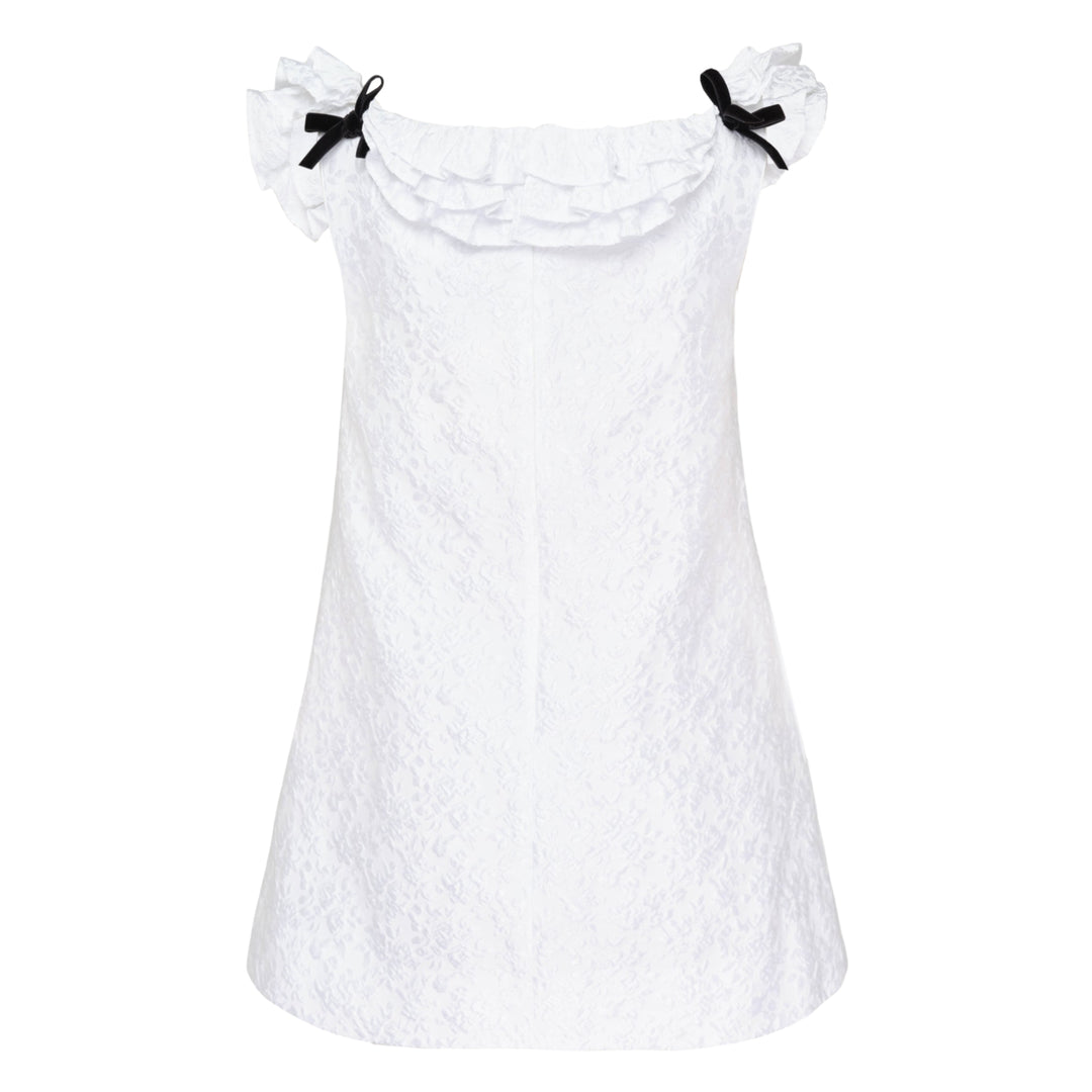 Ruffle Trim Velvet Mini Dress