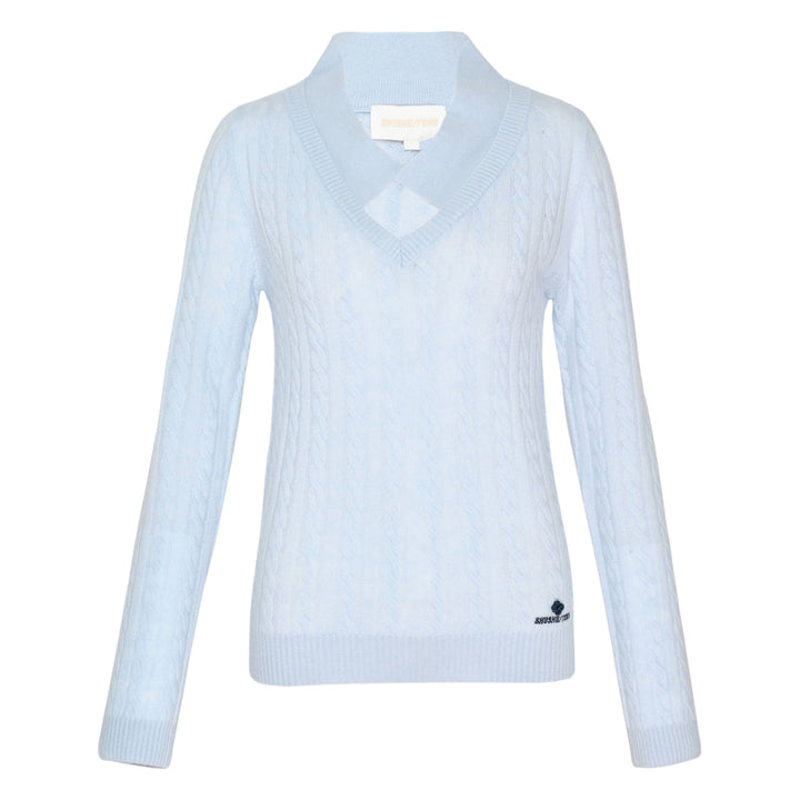 V-Neck Cable Knit Sweater
