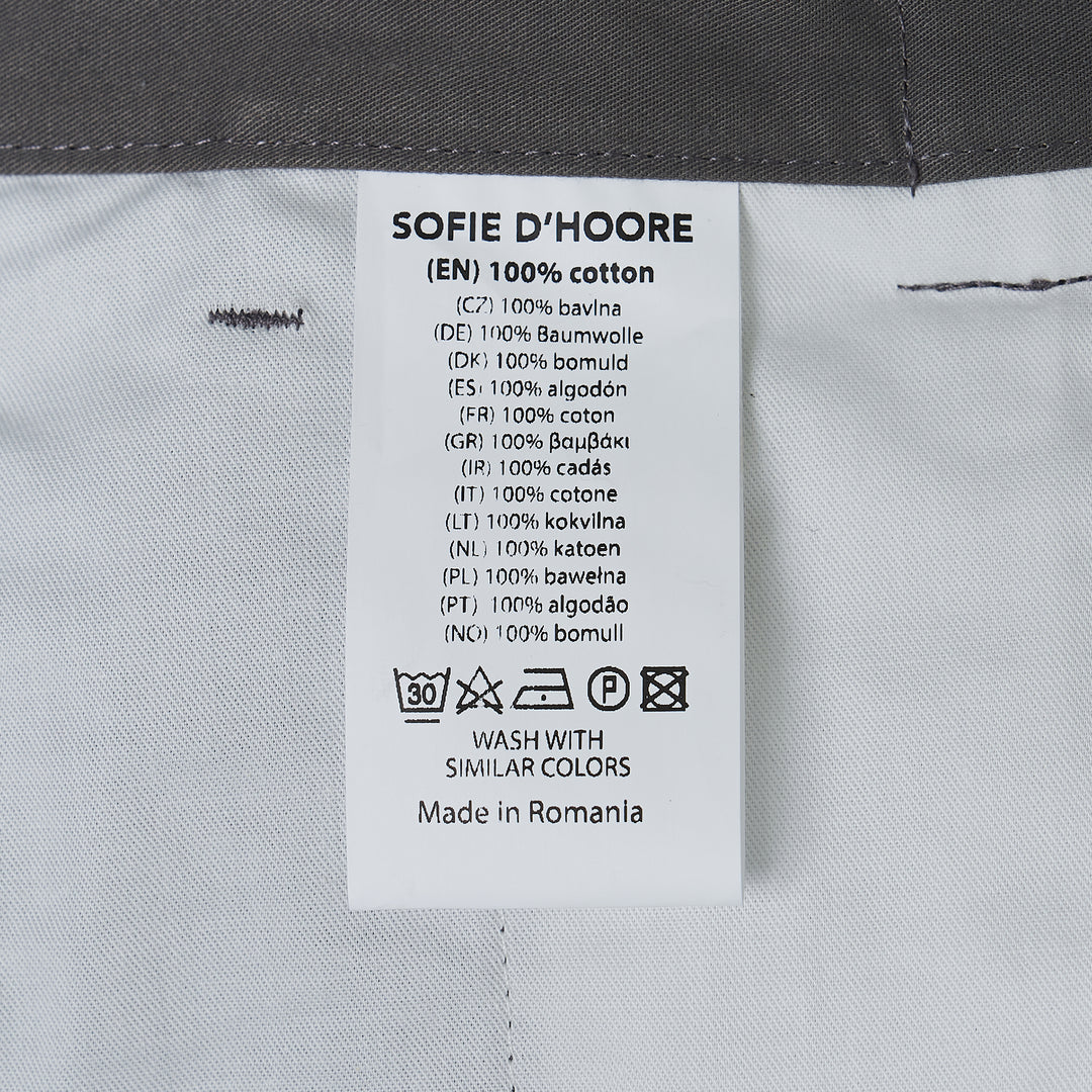 Sofie D'Hoore single pleat wide leg pants in grey, featuring adjustable waist tabs, a single button closure, and a broad silhouette with generous leg opening