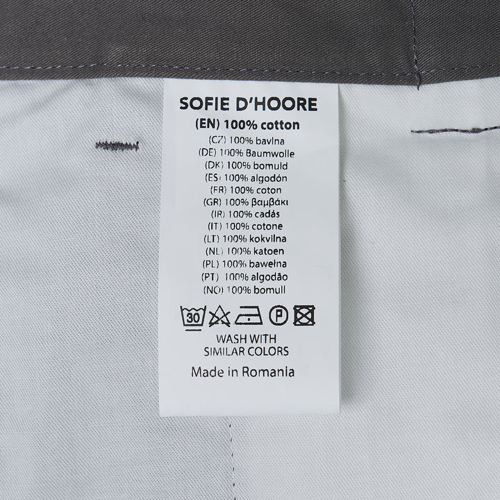 Sofie D'Hoore single pleat wide leg pants in grey, featuring adjustable waist tabs, a single button closure, and a broad silhouette with generous leg opening