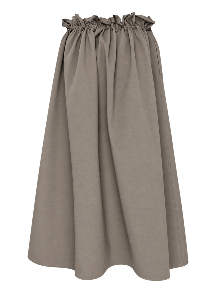 Sofie D'Hoore taupe drawstring full skirt with ruffled gathered waist and flowing midi-length silhouette - view 2