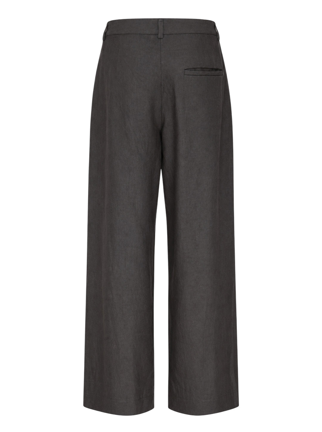 Lauren Manoogian Soft Trousers in charcoal with front pleats, high waist and wide cropped leg, shown flat from the front - view 2
