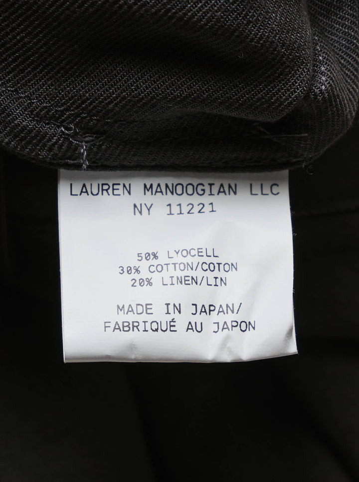 Lauren Manoogian Soft Trousers in charcoal with front pleats, high waist and wide cropped leg, shown flat from the front - view 4