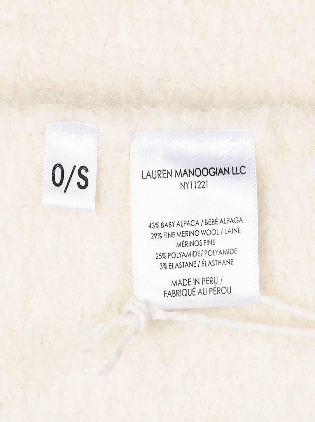 Lauren Manoogian Double Face Long Coat in ivory, displayed flat with shawl collar, dropped shoulders, patch pockets, and open-front silhouette - view 3