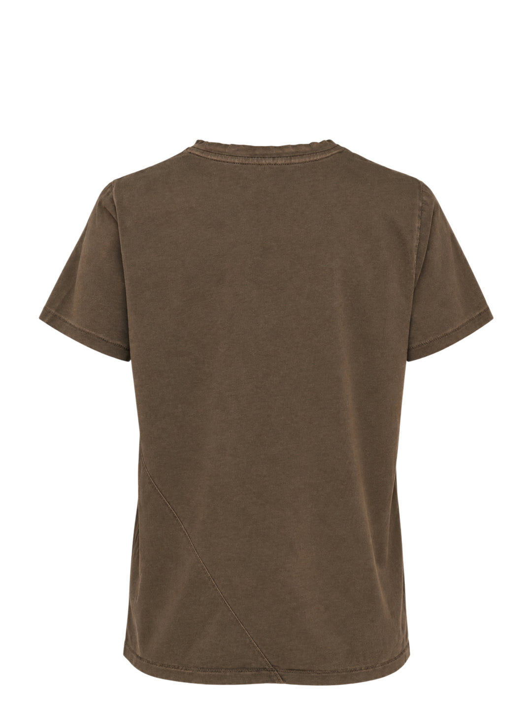 Lauren Manoogian Bias Baby Tee, a short sleeve crewneck t-shirt in a washed brown jersey, shown flat from the front - view 2
