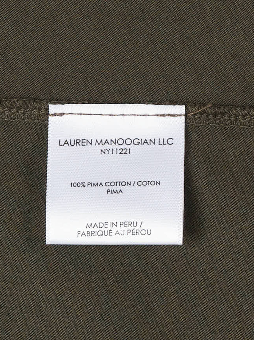 Lauren Manoogian Bias Long Sleeve Tee in washed olive-brown jersey with crewneck and dropped shoulders, front view - view 3