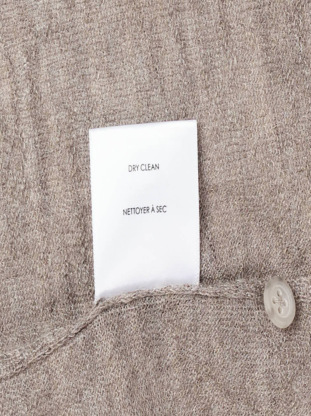 Lauren Manoogian Fine Henley knit top in heathered taupe with short sleeves, a round neck, and a partial button placket, shown flat on a white background - view 4