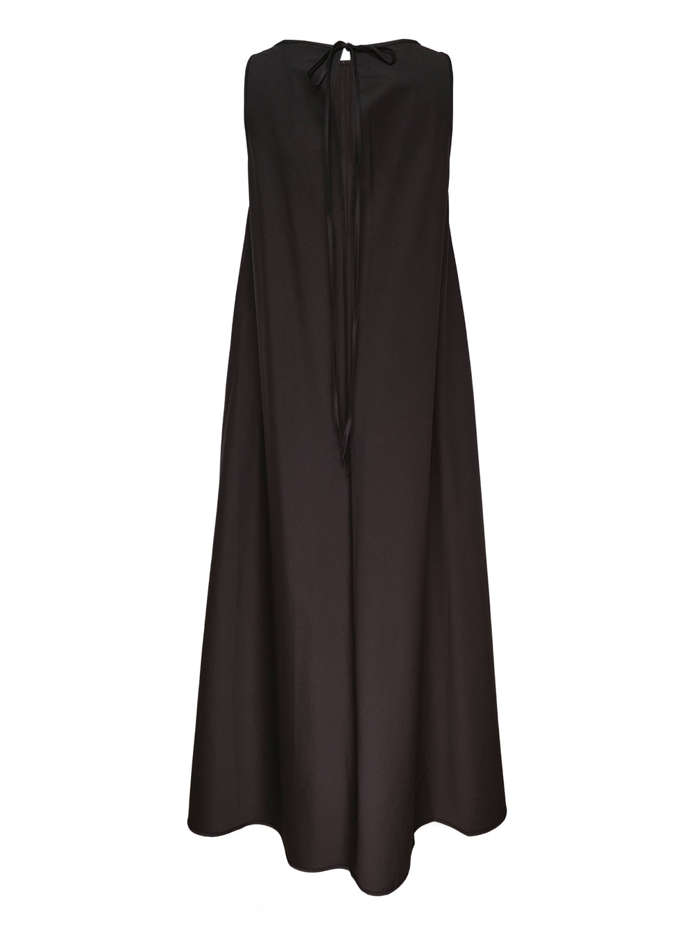 Lee Mathews Balfour A-Line sleeveless maxi dress in black, shown from the back, with a structured fitted bodice and dramatically flared voluminous skirt - view 2