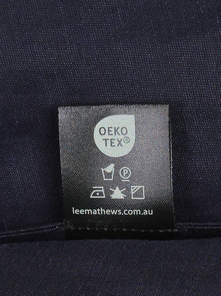 Lee Mathews Powell Short Sleeve Shirt in navy, featuring press-stud closure, turned-back cuffs, pointed collar, and a tonal chest pocket - view 4