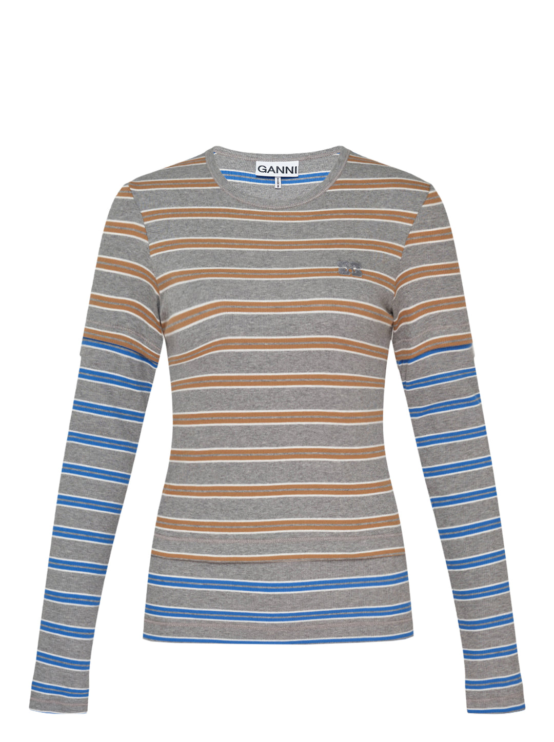 GANNI Soft Cotton Rib Long Sleeve Top