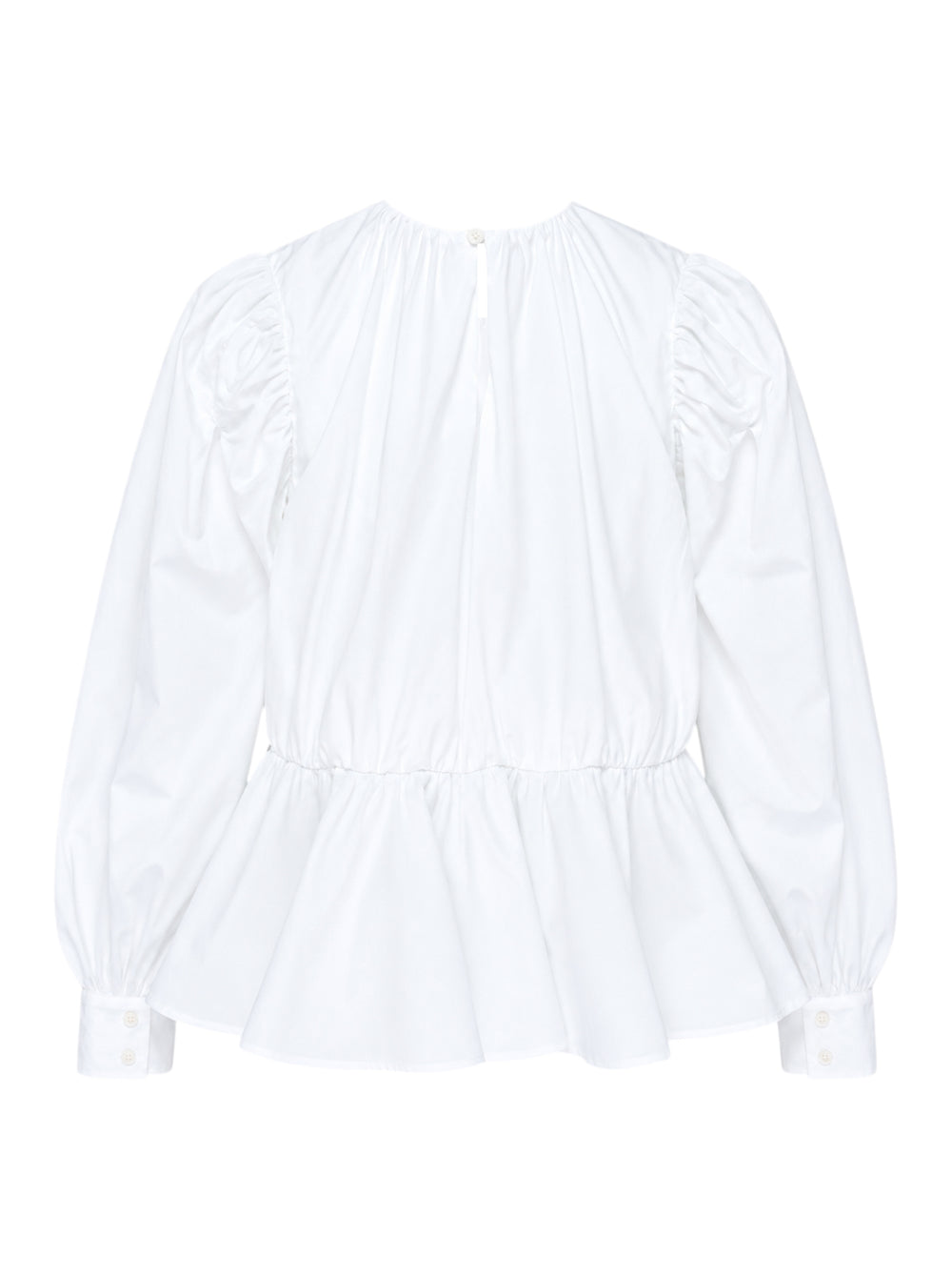 GANNI Compact Poplin Gathered Peplum Top - view 2