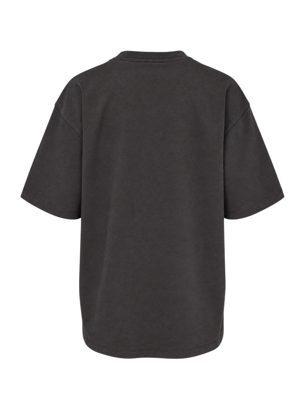Ganni Heavy Cotton Forest Ted T-shirt in washed black, featuring a yellow drip-style Ganni logo above a teddy bear mascot graphic and 'Have a nice day! Please recycle' slogan print - view 2