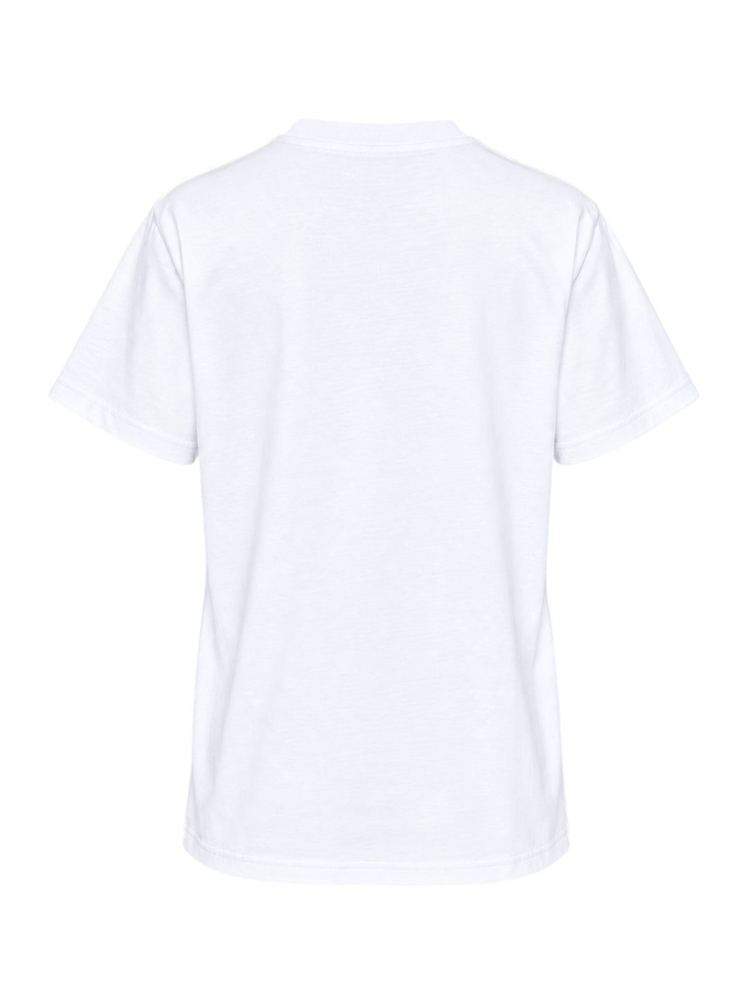Ganni white relaxed cotton t-shirt with collegiate 'Ganni' lettering above a distressed graphic of two fuzzy bears wearing mushroom caps, with 'Have a nice day! Please recycle' text beneath - view 2