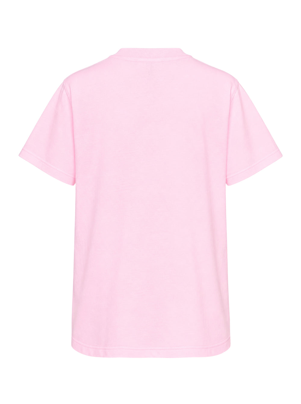 Ganni pink relaxed cotton t-shirt with gothic logo lettering and fluffy teddy bear woodland graphic print and 'Have a nice day! Please recycle' slogan - view 2
