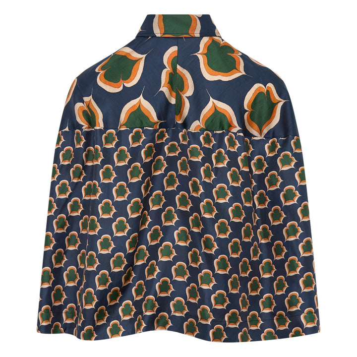 Silk Print Cape Blouse