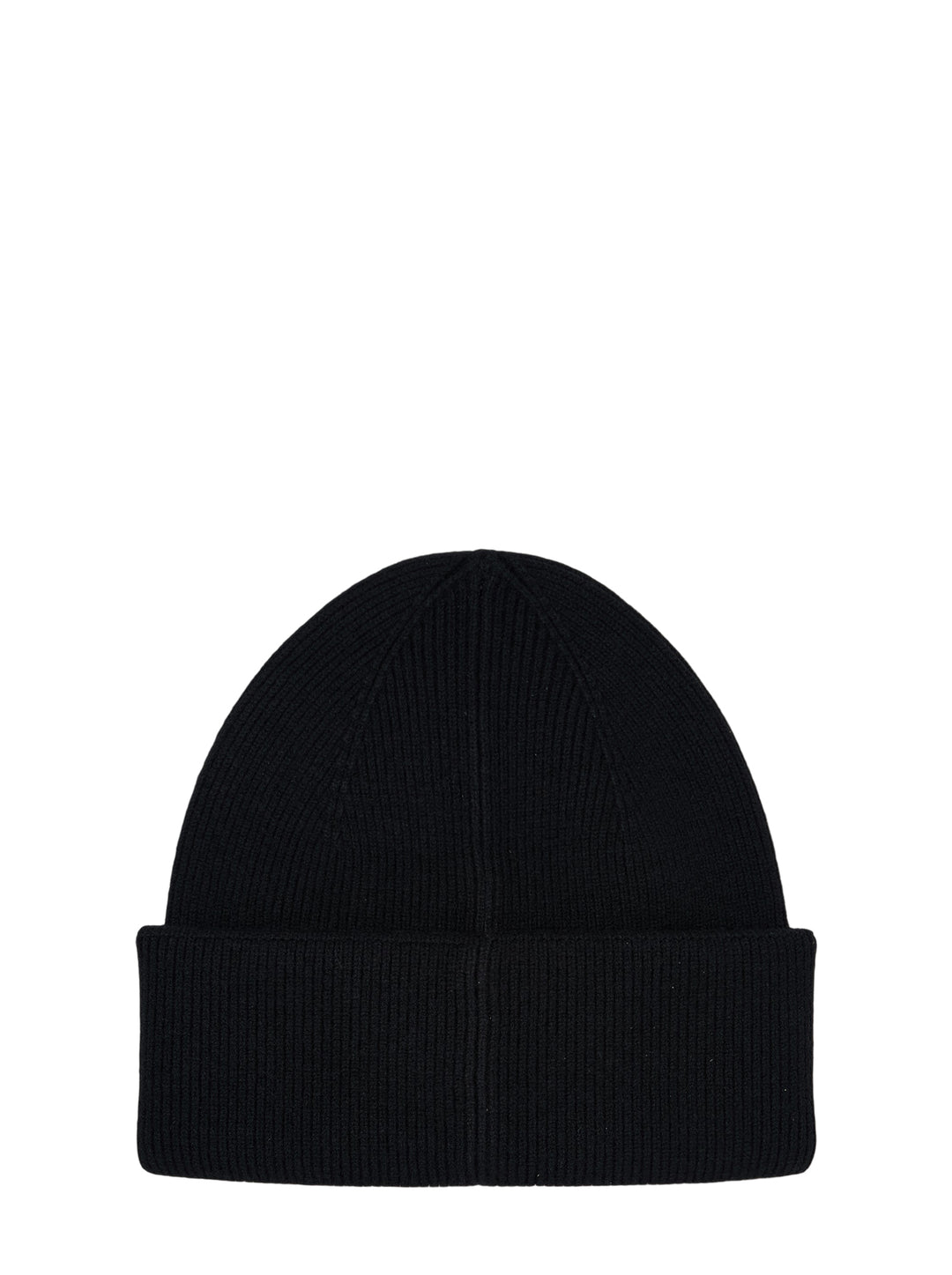 Fear of God ESSENTIALS black ribbed knit beanie with fold-over cuff and tonal rubber logo patch - view 2