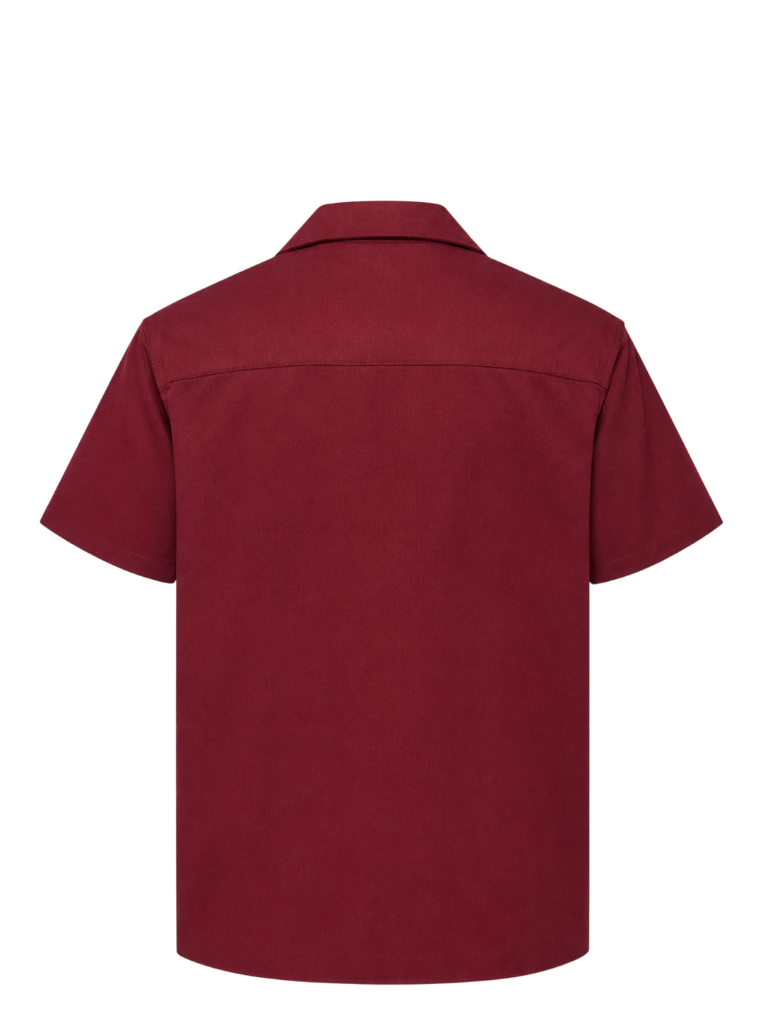 Drôle de Monsieur burgundy short sleeve camp collar shirt with white embroidered illustration of three women at a roulette table - view 2