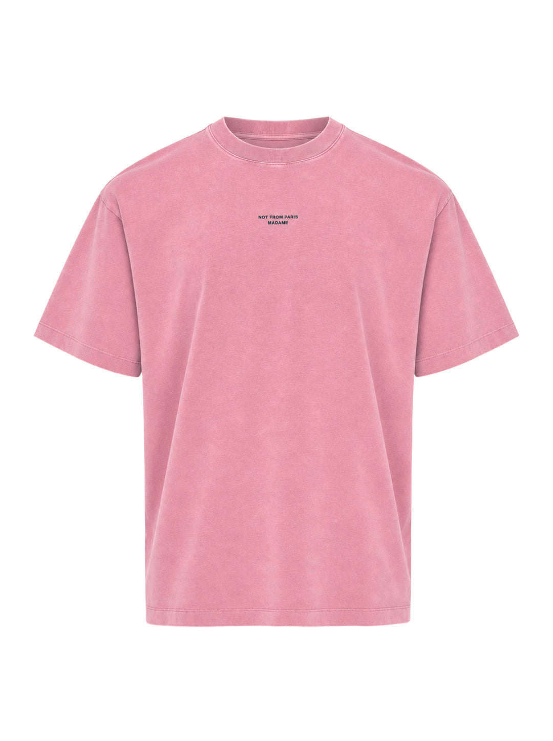 Drôle de Monsieur Classic Slogan Tee in washed pink with 'Not From Paris, Madame' chest print and relaxed oversized fit