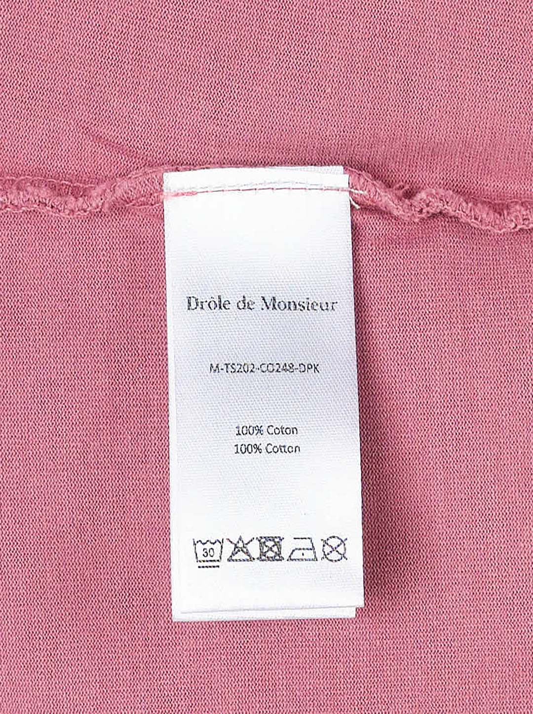 Drôle de Monsieur Classic Slogan Tee in washed pink with 'Not From Paris, Madame' chest print and relaxed oversized fit - view 4