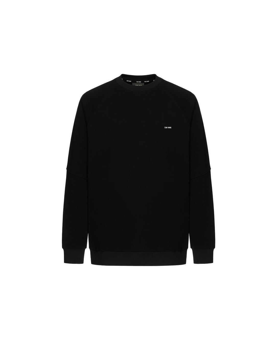 Team Wang Design The Original 1 black crew-neck sweatshirt with raglan sleeves, ribbed trims and a small white logo on the chest