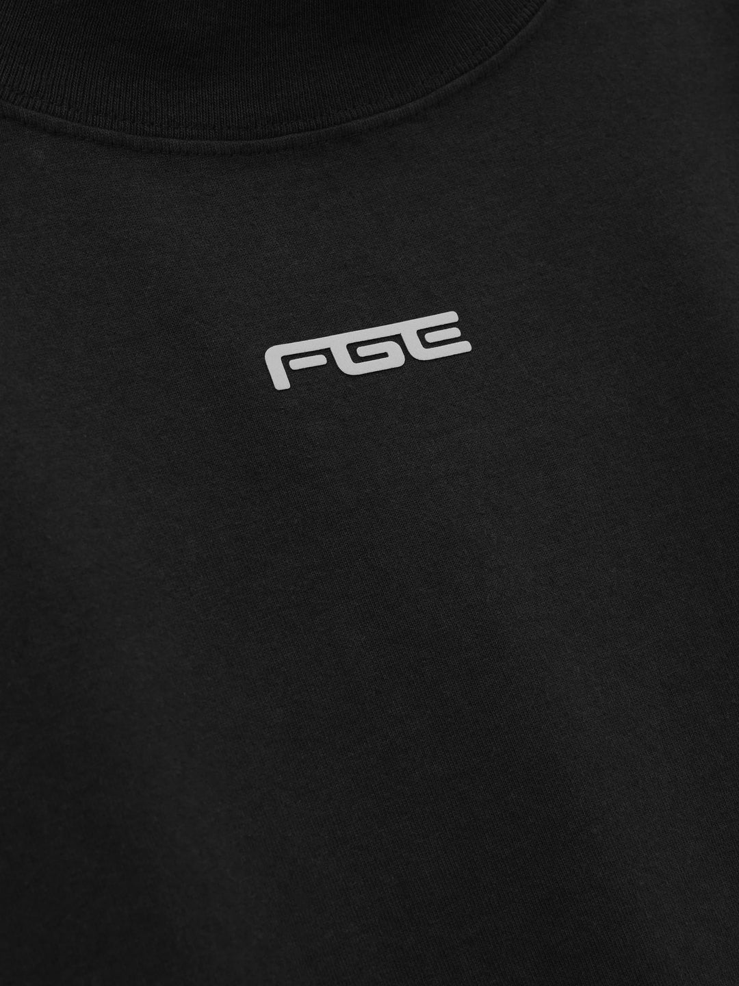 Fear of God ESSENTIALS women's slim mockneck tee in black with ribbed high neck, short sleeves and small white logo at the centre chest - view 3