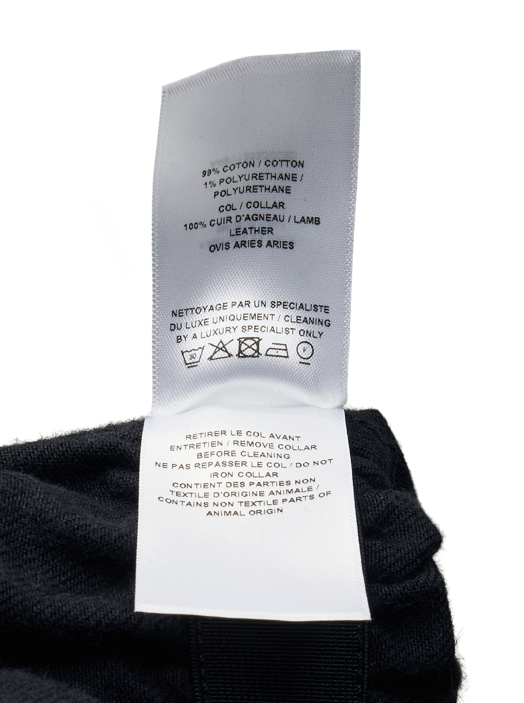 Alaïa Black Denim Trucker Jacket with curly black shearling collar, button-through front closure, twin chest flap pockets, and cropped silhouette on white background - view 3