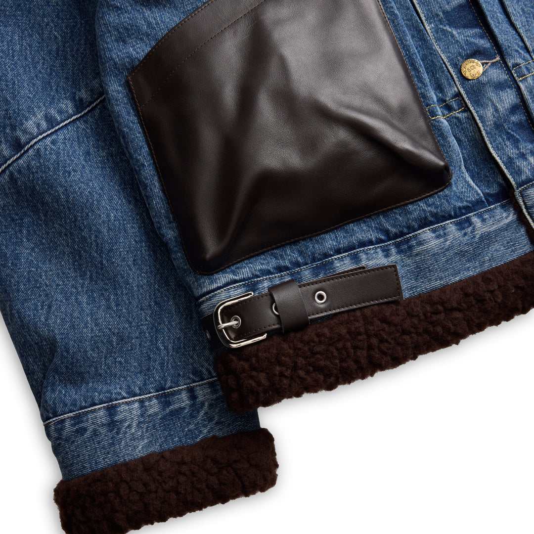 sacai Holiday Capsule Sherpa Trimmed Denim Jacket - view 3