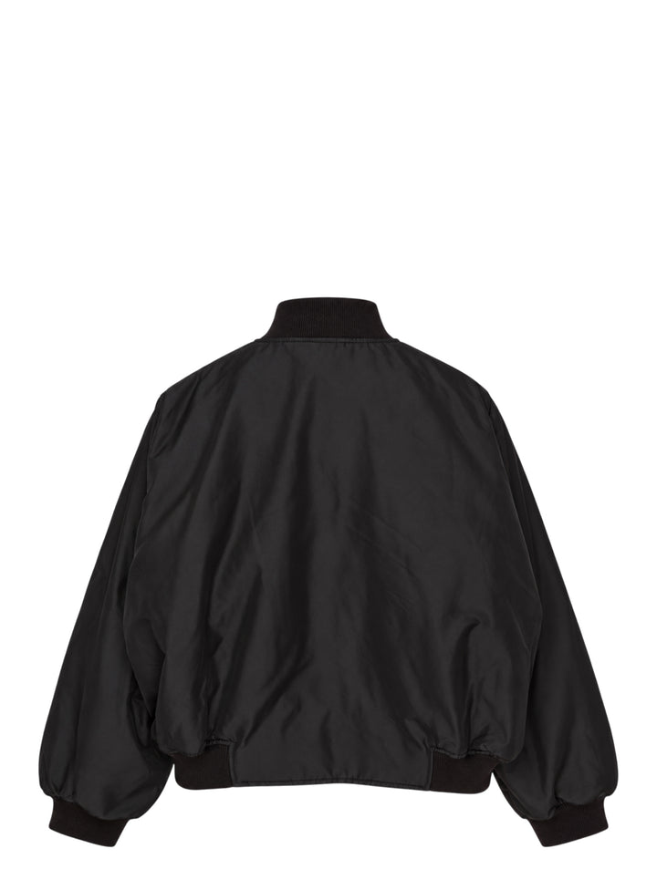 Melitta Baumeister black Round Bomber Jacket with curved asymmetric zip and ribbed collar, cuffs and hem - view 3
