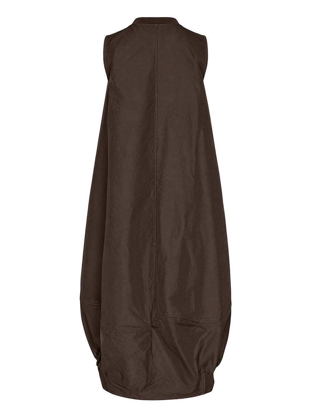 Melitta Baumeister sleeveless brown Front Pocket Dress with ribbed neckline, gathered oversized pockets and rounded bubble hem - view 2