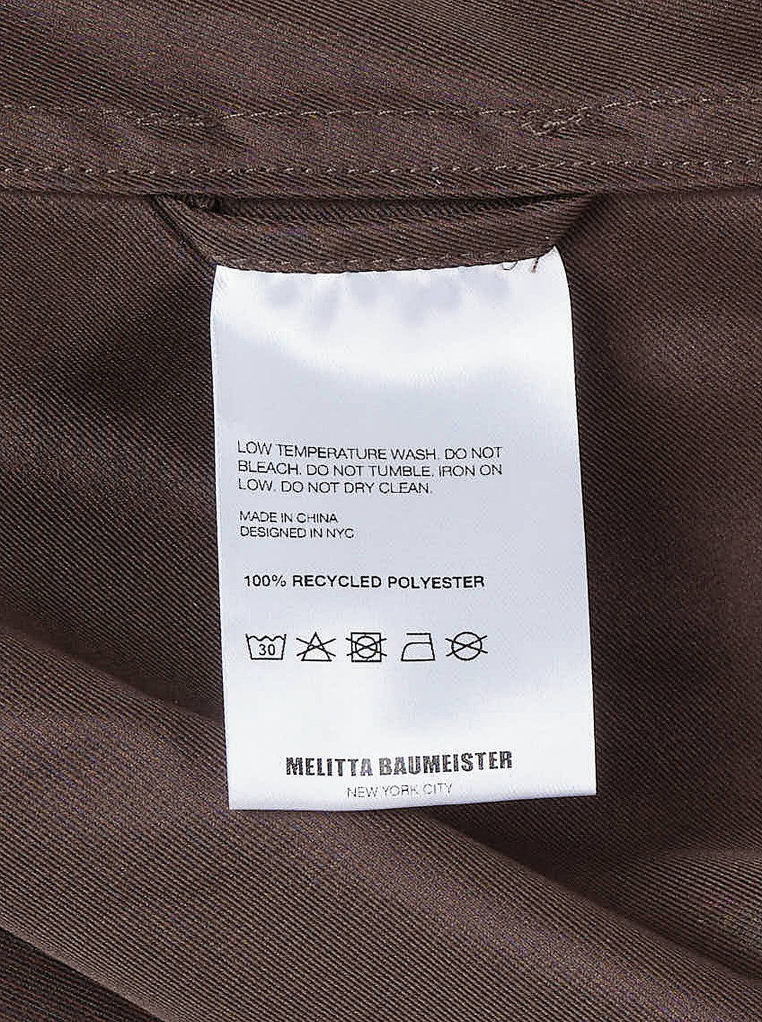 Melitta Baumeister sleeveless brown Front Pocket Dress with ribbed neckline, gathered oversized pockets and rounded bubble hem - view 3