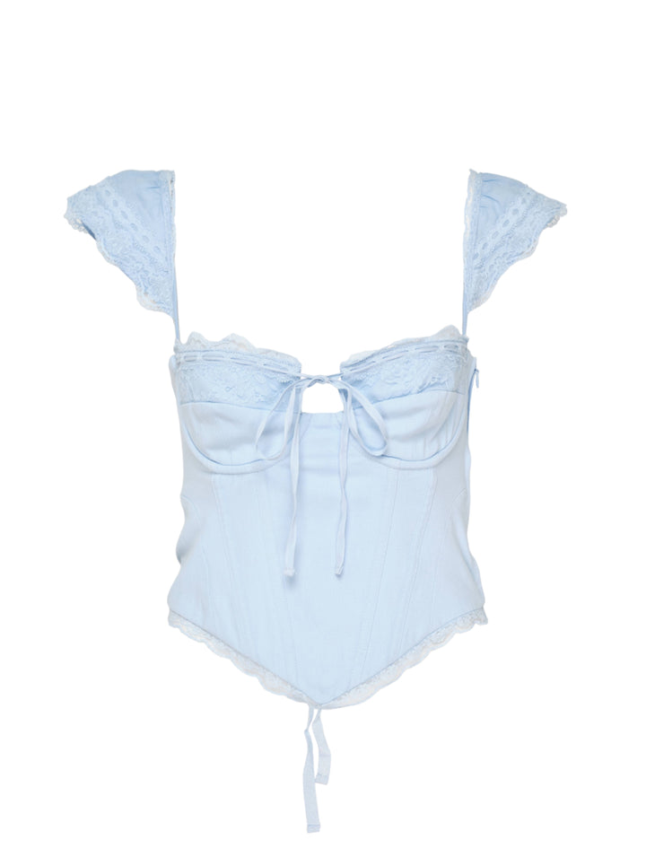 GLOWNY Powder Lace Corset Top