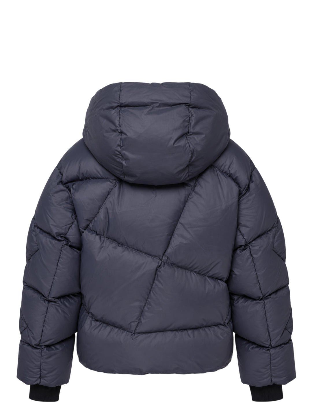 Open YY x Helinox Eclipse Heavy hooded puffer jacket in slate grey with star-quilted sleeves, two-way front zip and hem toggles - view 2