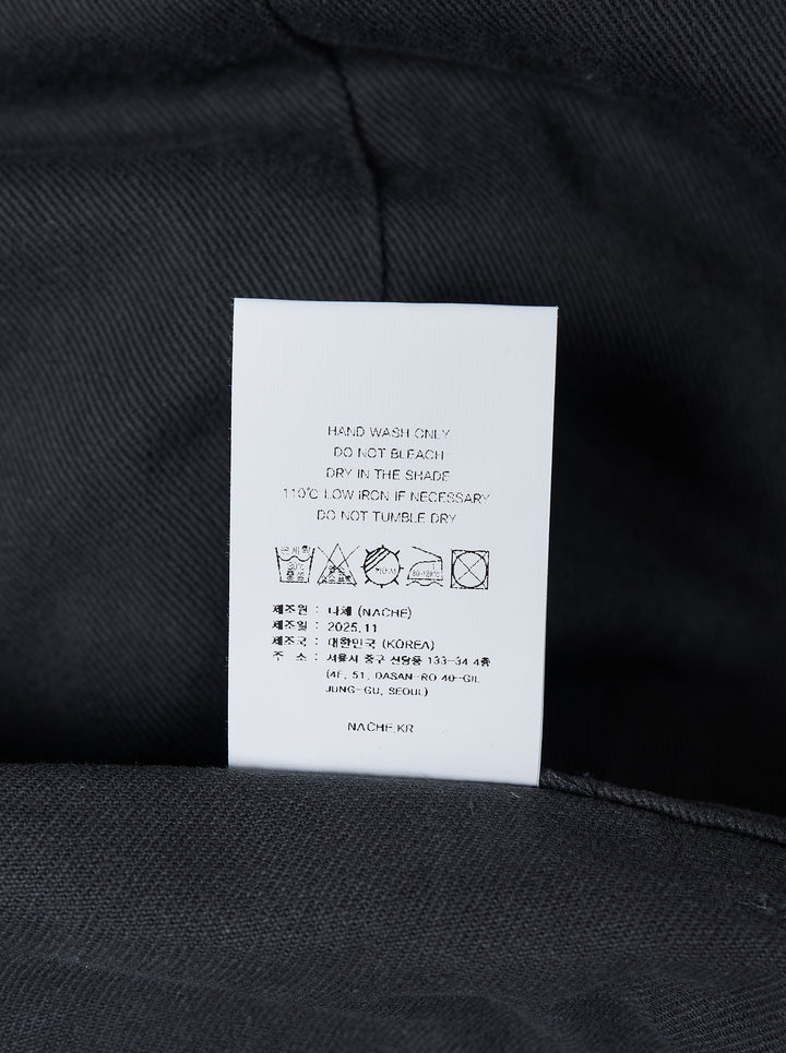 Nache Pintuck Wide Pants in charcoal grey twill with oversized hip pockets and a gathered, draped wide leg, front view - view 3