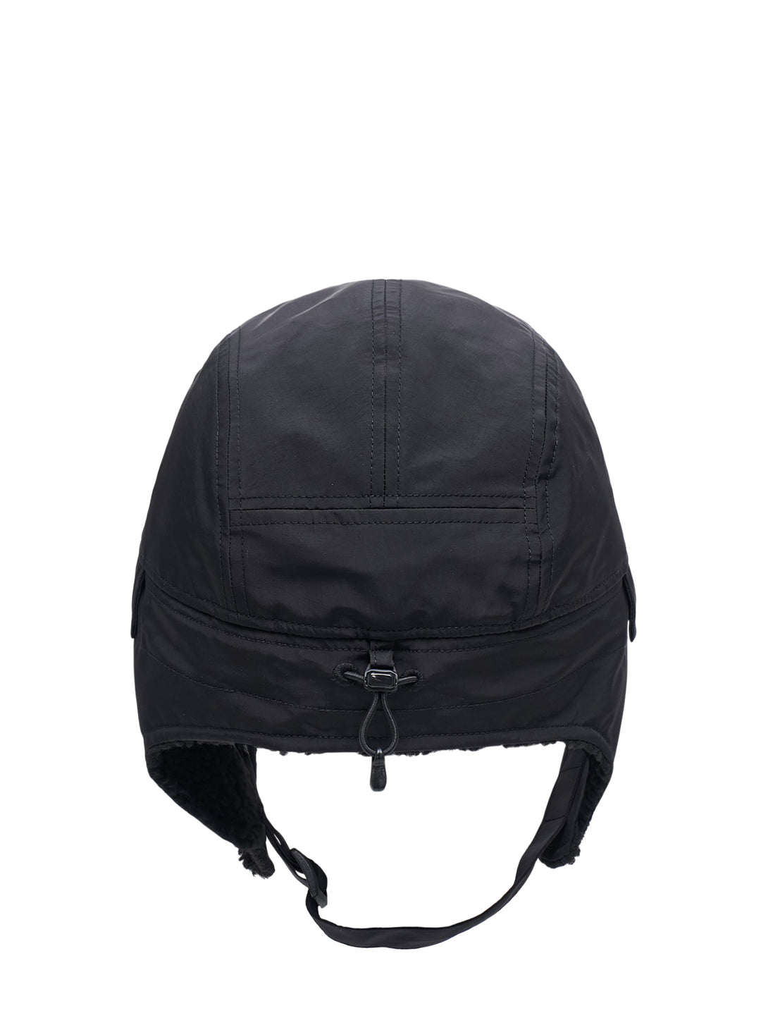 C.P. Company black baseball cap with embroidered logo and fleece-lined ear flaps with adjustable chin strap - view 3