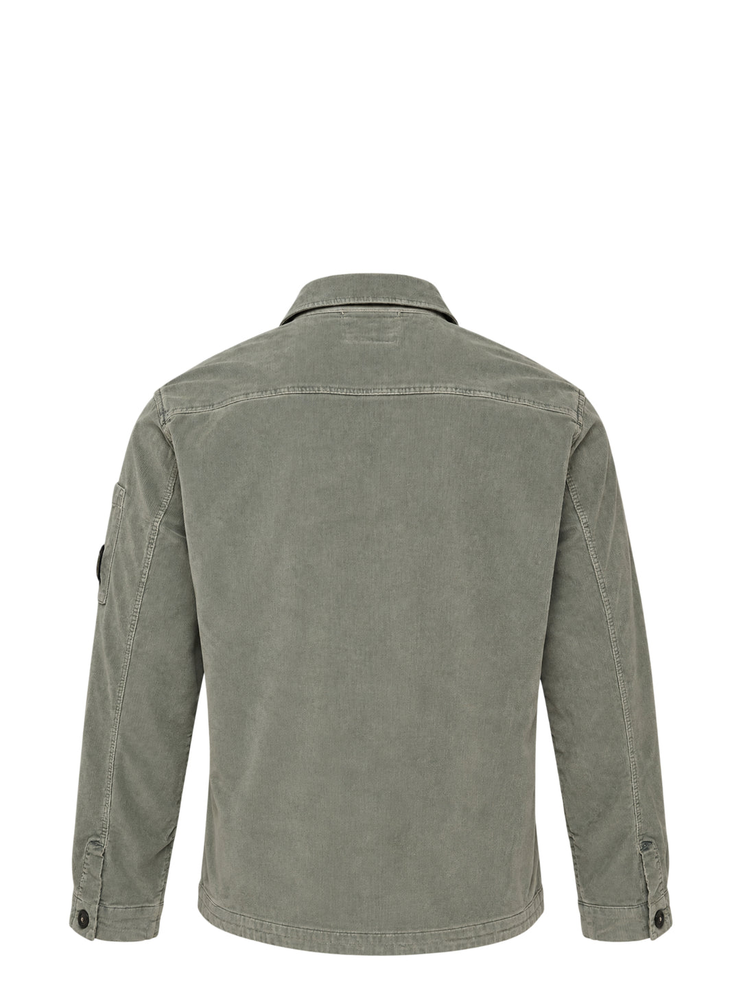 C.P. Company sage green corduroy overshirt with chest pockets, concealed button placket and lens detail on the sleeve - view 2