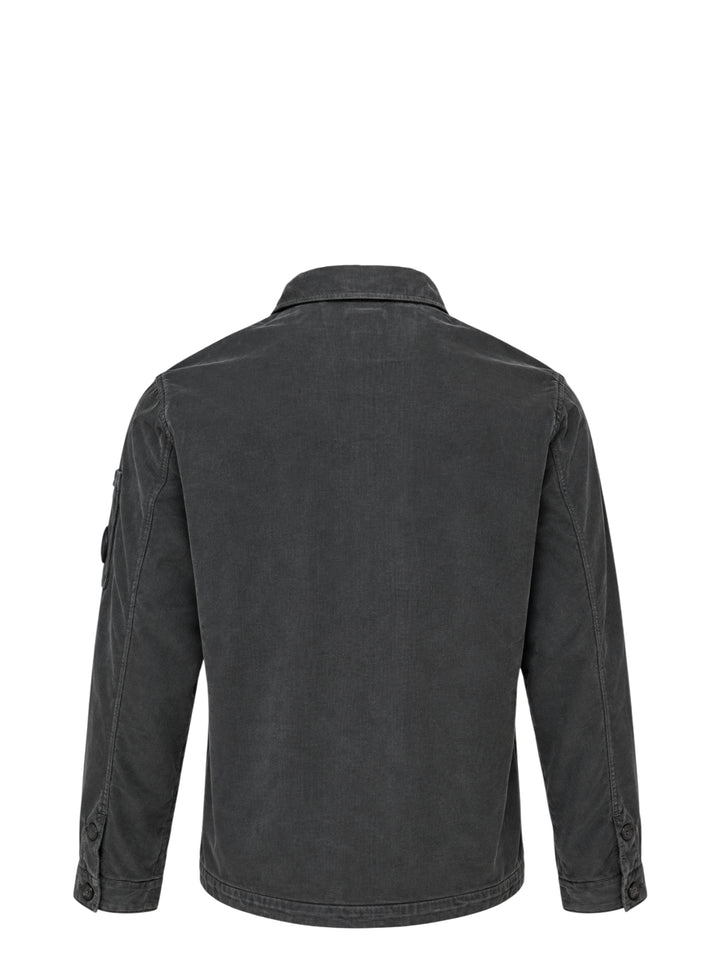 C.P. Company corduroy overshirt in washed charcoal with two large chest pockets and a Lens detail on the sleeve - view 2