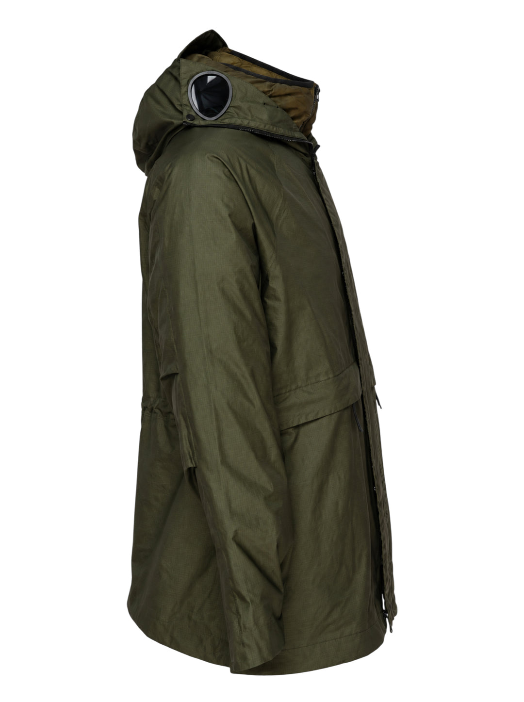 C.P. Company olive green ripstop hooded jacket with quilted inner layer, drawcord waist and chest Windstopper label - view 7