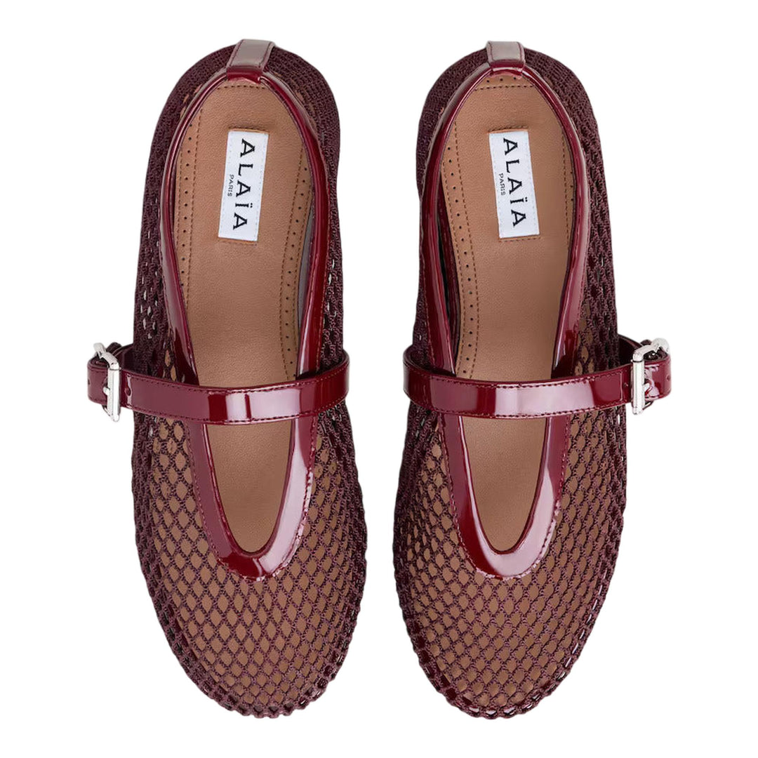 Club21 - ALAIA - Ballet Flats Mesh Patent Leather - FLAT SHOES - Burgundy