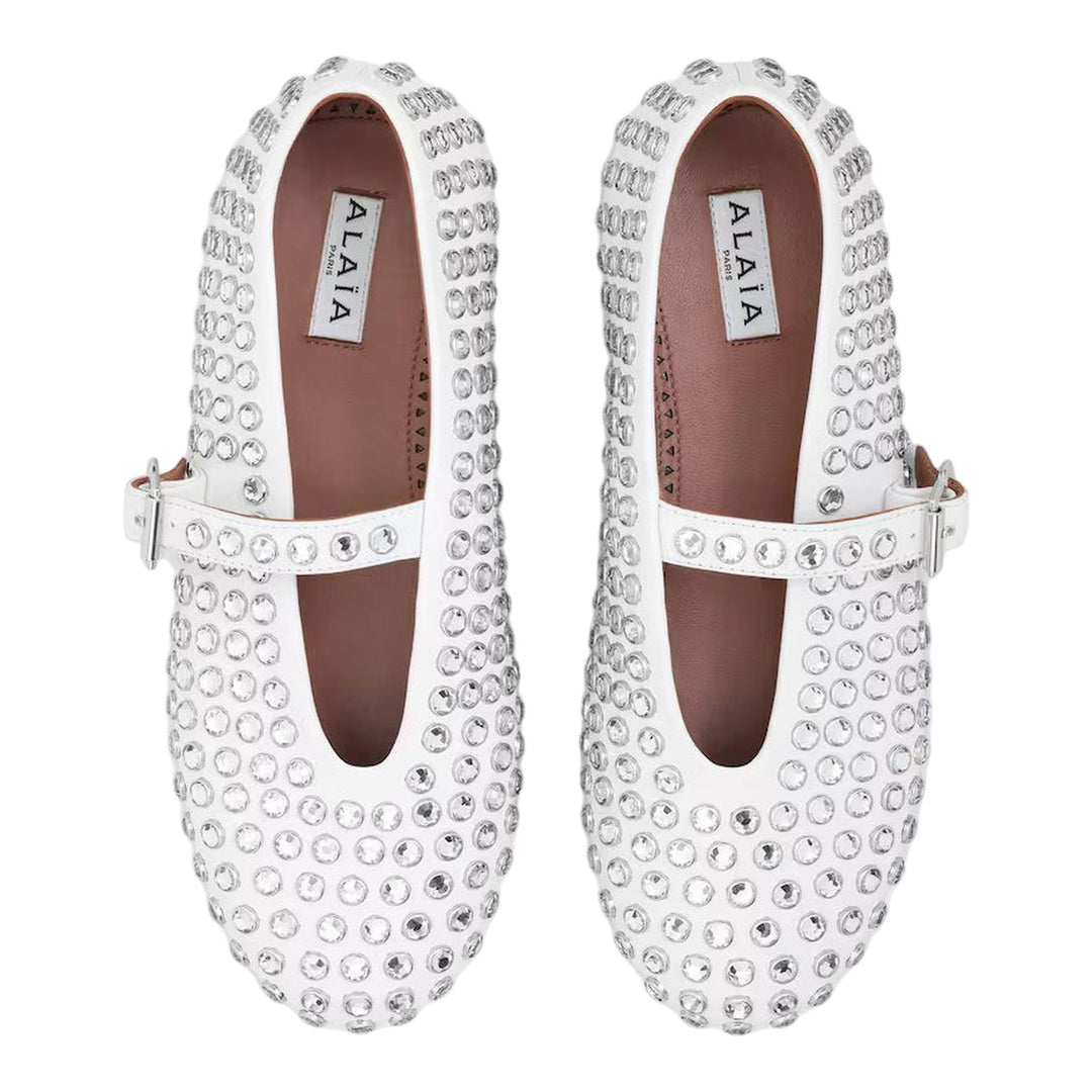 Club21 - ALAIA - Ballet Flats Strass Nappa Lambskin - FLAT SHOES - White